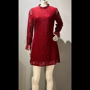 Elegant Red Lace Mini Dress